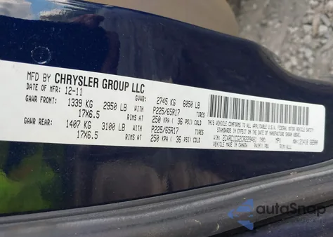 2012 Chrysler Town & Country Touring-L из США, поврежденный, VIN 2C4RC1CG2CR229481